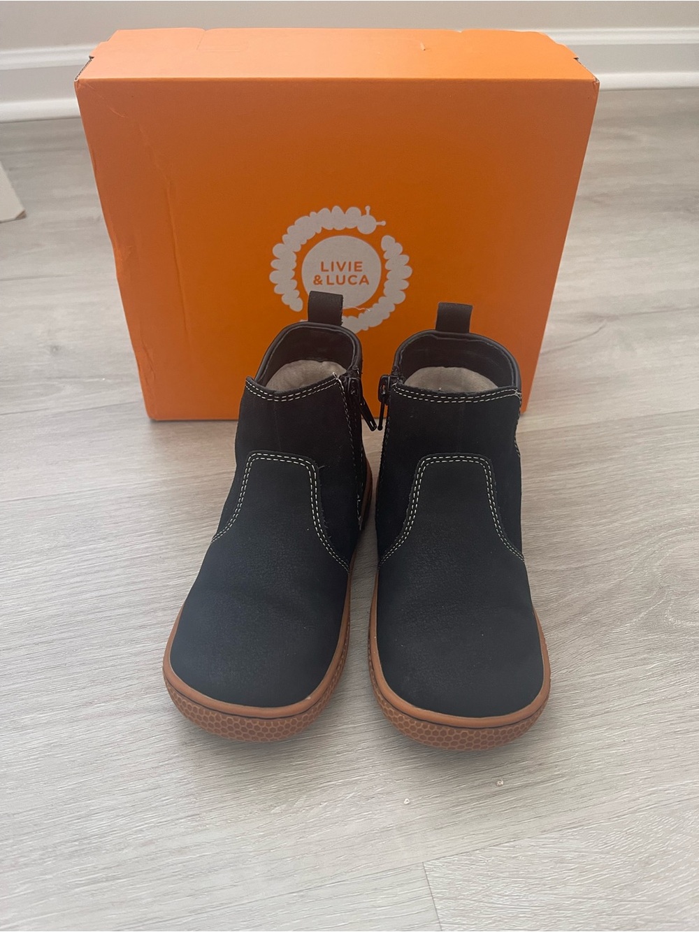 Livie & Luca Black Kids Ankle Boots with Brown Sole